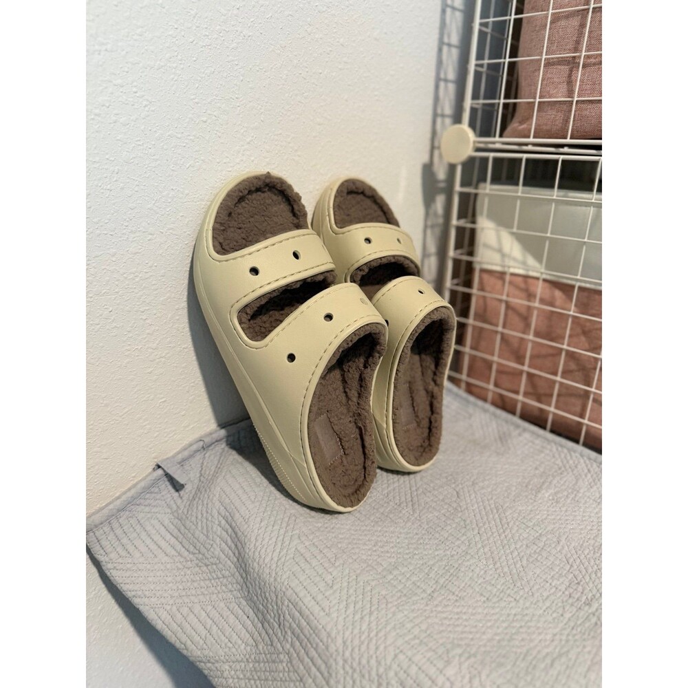 Crocs Classic Cozzzy Slide Sandals in Mushroom/Bone Women’s 11, Men’s 9 - Picture 8 of 12